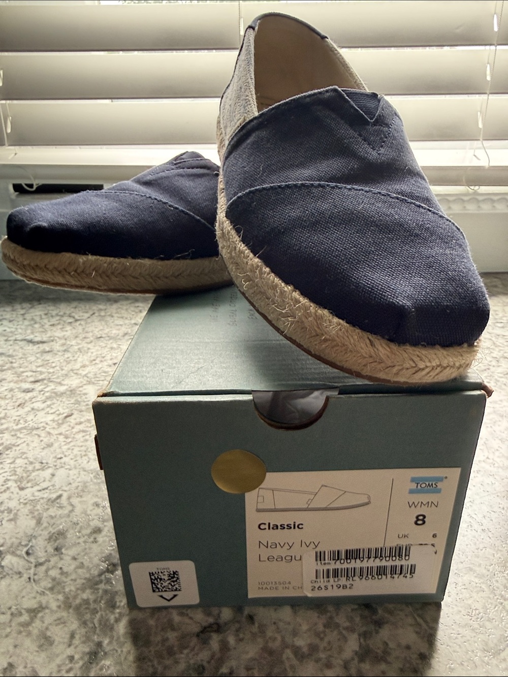 Toms Classic Espadrille Slip-On in Navy Blue